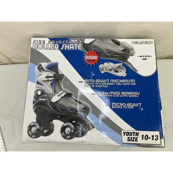 VFX Tempest Roller Skates Adjustable Size Youth 10-13 Blue New In Box - Picture 1 of 7